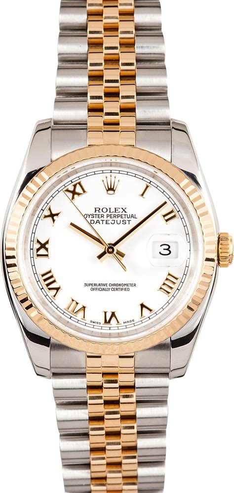 rolex two tone white face|rolex white face datejust.